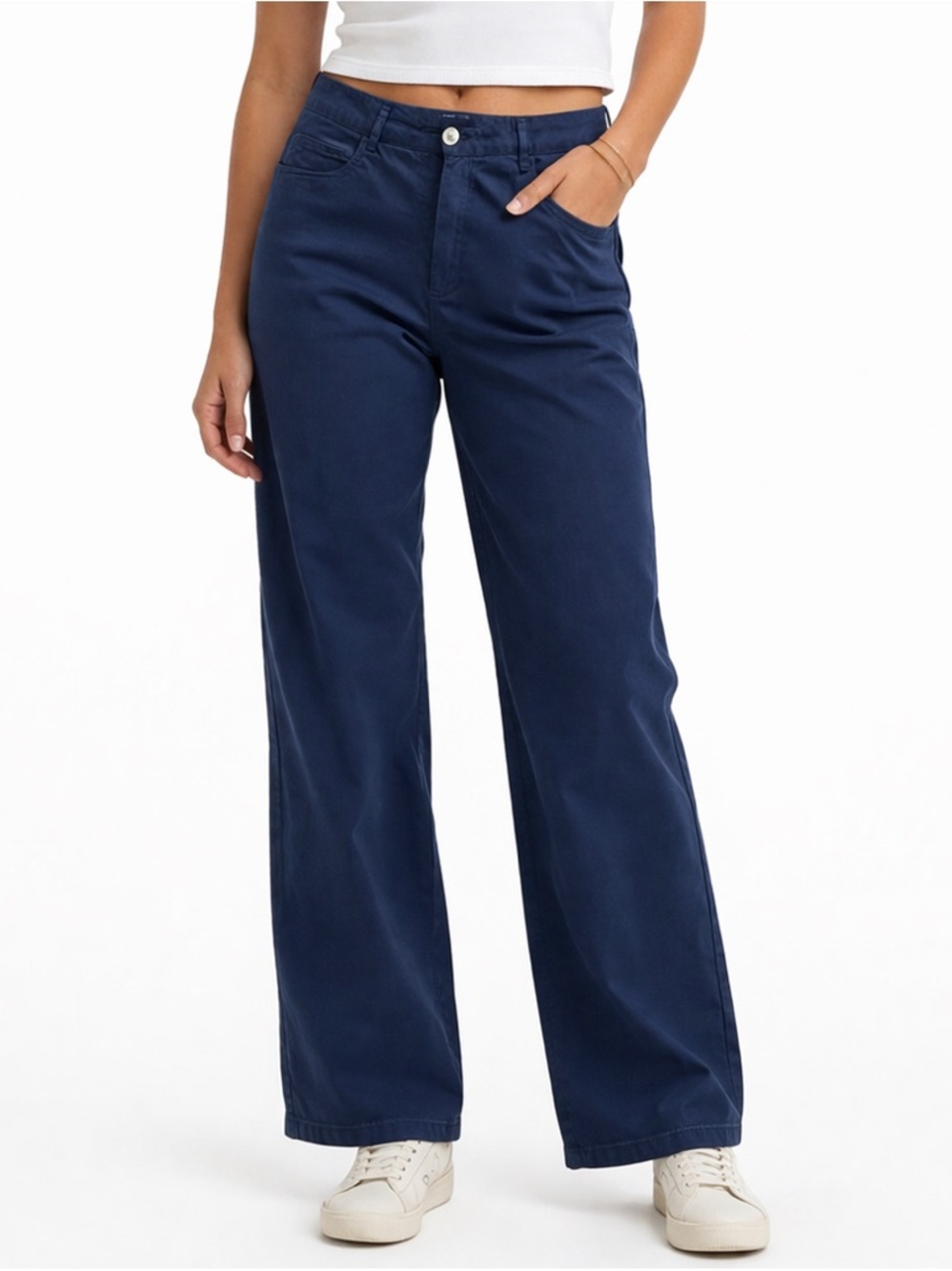 JEANNE PIERRE Navy Blue Pants with Branded Silver Button
